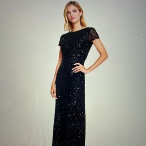 Adrianna Papell long black sequins dress